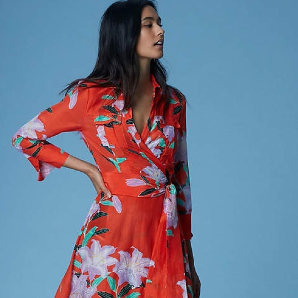 dvf collared wrap dress